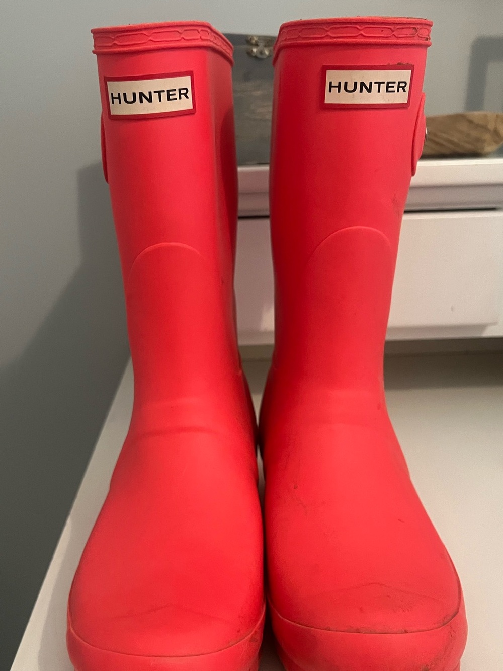 Hunter Kids Coral-Red Waterproof Rain Boots